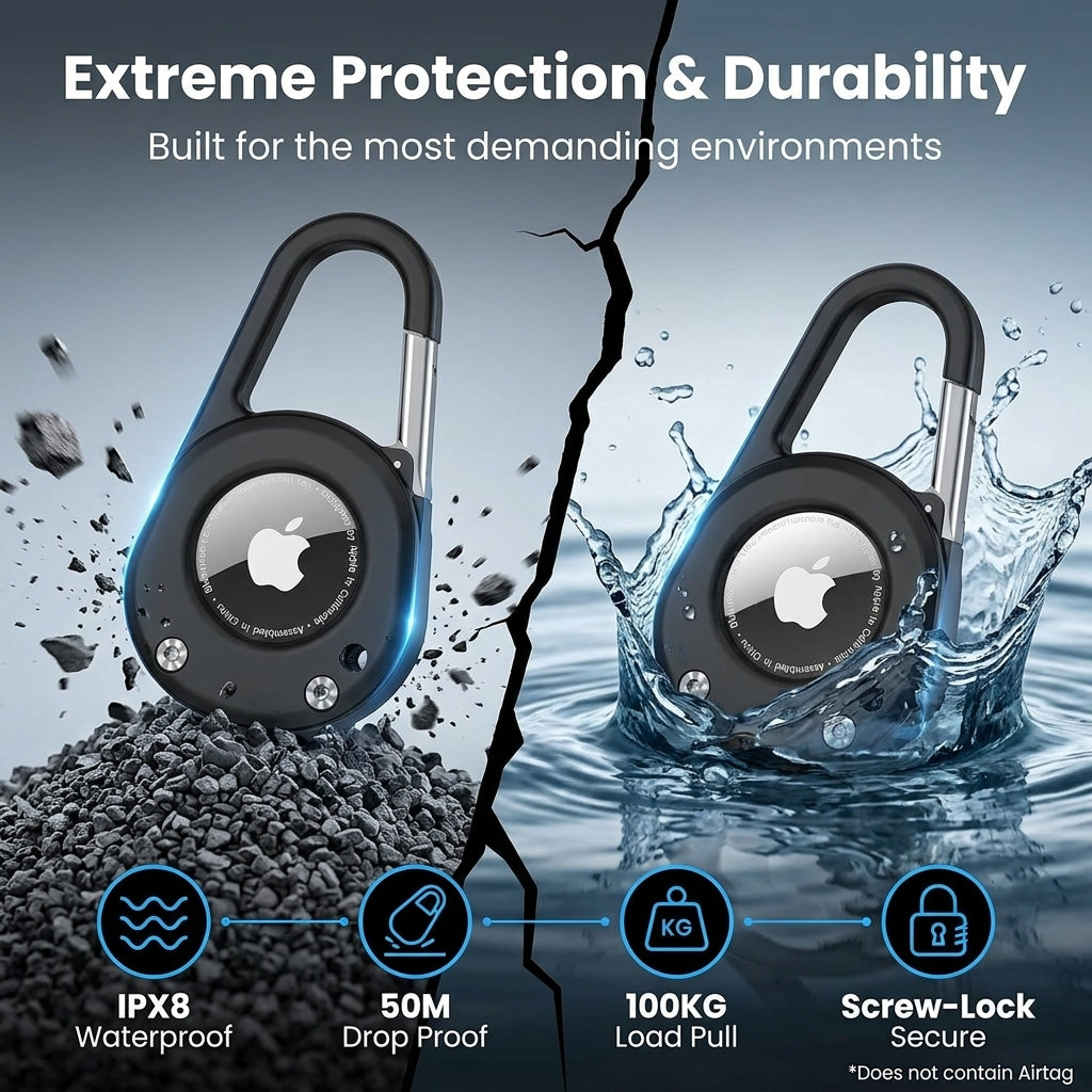 ZORBES® 2 in 1 Carabiner Keychain Case Compatible with Apple AirTag