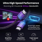 Verilux® Cable HDMI 2.1 2M 8K@60Hz 4K@120Hz para PS5 Xbox PC TV