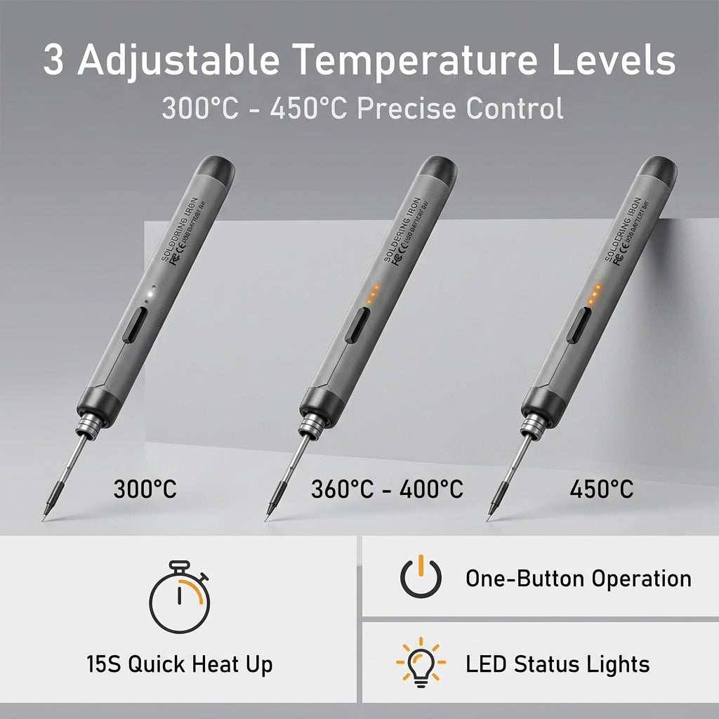 Serplex® Cordless Soldering Iron Pen Kit USB Rechargeable 3 Temp