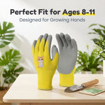 Serplex® Kids Gardening Gloves Ages 8-11 Rubber Coated Yard Work