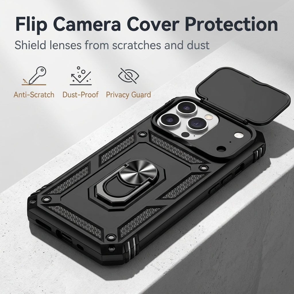 ZORBES® Heavy Duty Case for iPhone 16 Pro Max with Stand & Lens Cover
