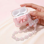 ZORBES® Pink Bow Silicone Case for AirPods 4 with Floral Chain