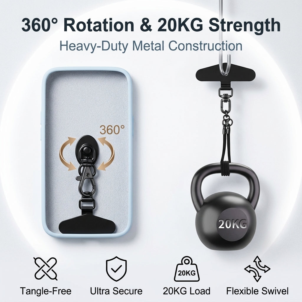 ZORBES® 4Pcs Metal Phone Lanyard Tether Tab with 360° Swivel