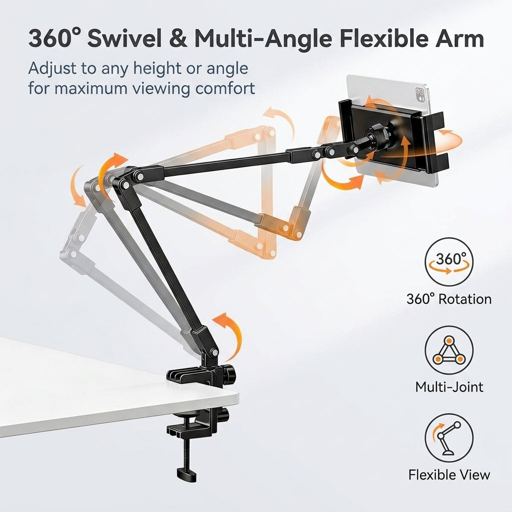 ZORBES® Carbon Steel Adjustable Desk Mount Tablet & Phone Holder