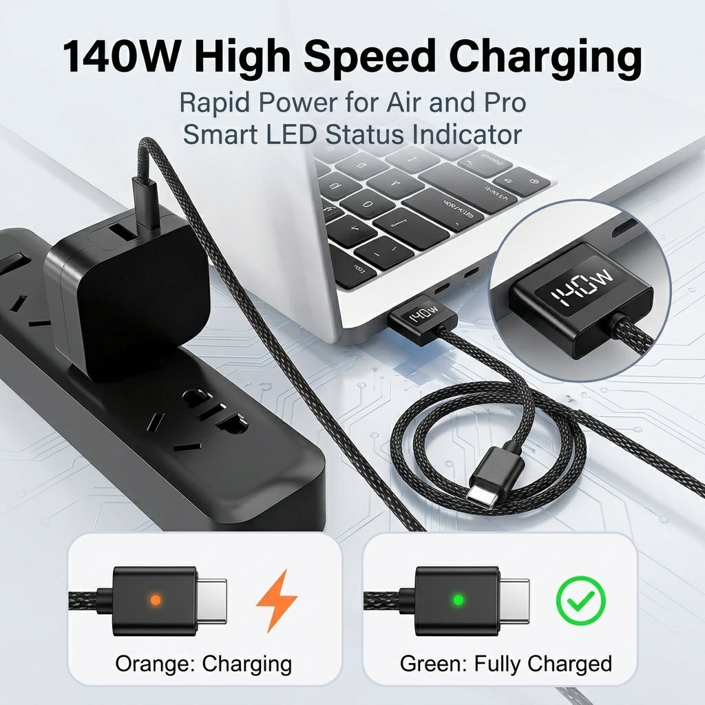 Verilux® 2M 140W USB-C to Magnetic 3 Charging Cable for MacBook