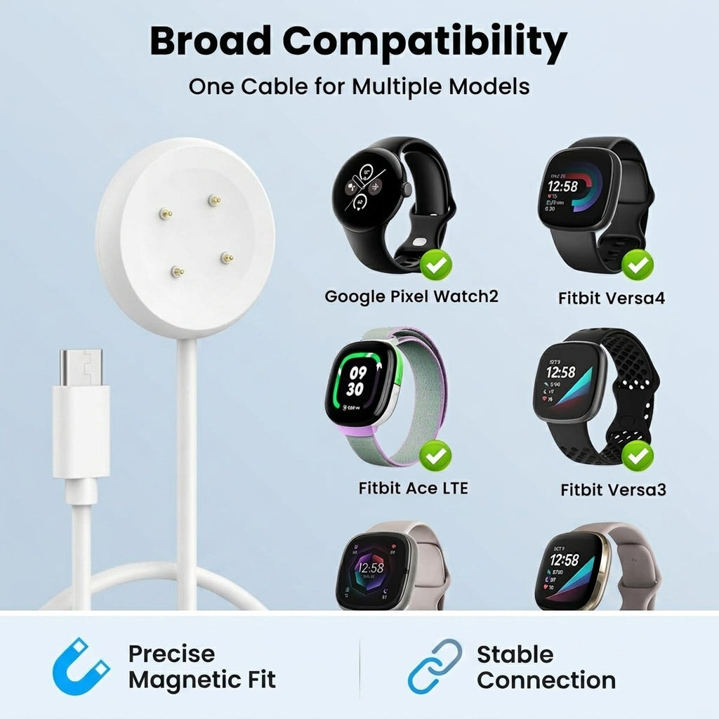 ZORBES® 1M Type C 4-Pin Smartwatch Charger for Google Pixel Watch 3 & 2