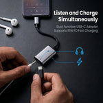 Verilux® USB-C to USB-C & 3.5mm Audio Adapter with PD 15W Fast Charge