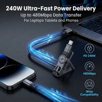Verilux® 240W Type C Fast Charging Cable with Stand 6.6Ft
