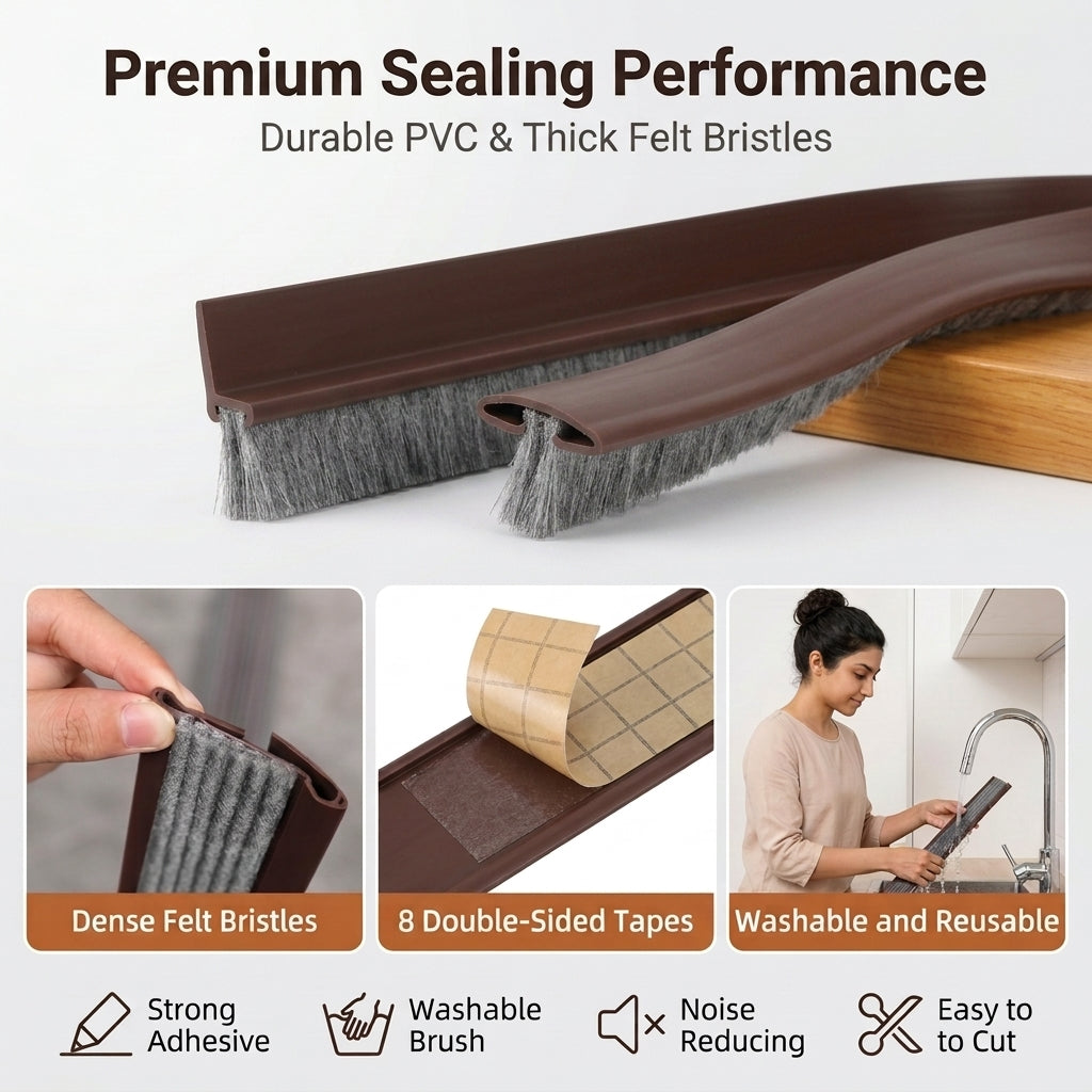 Serplex® 35 Inch Room Door Sweep with Noise Reducing Felt Bristles