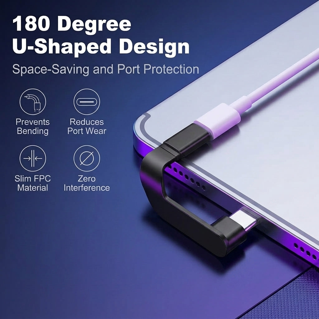 Verilux® Upgrade PD 60W Right Angle USB C Extension Cable