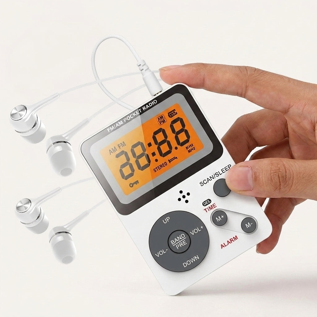 ZORBES® Portable AM/FM Pocket Radio Speaker 3.5mm Jack AA Battery Powered