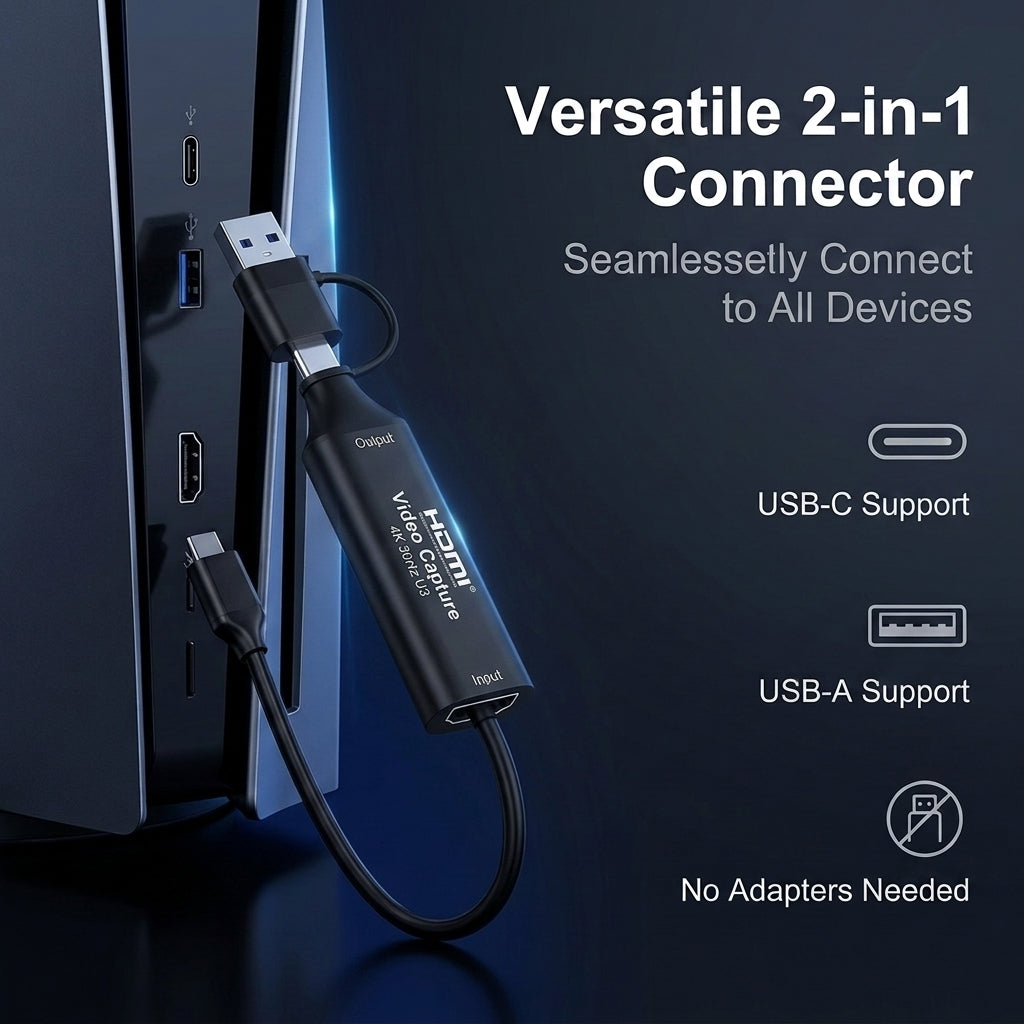 Verilux® 2 in 1 USB 3.0 HDMI Video Capture Card 4K 1080P 60Hz