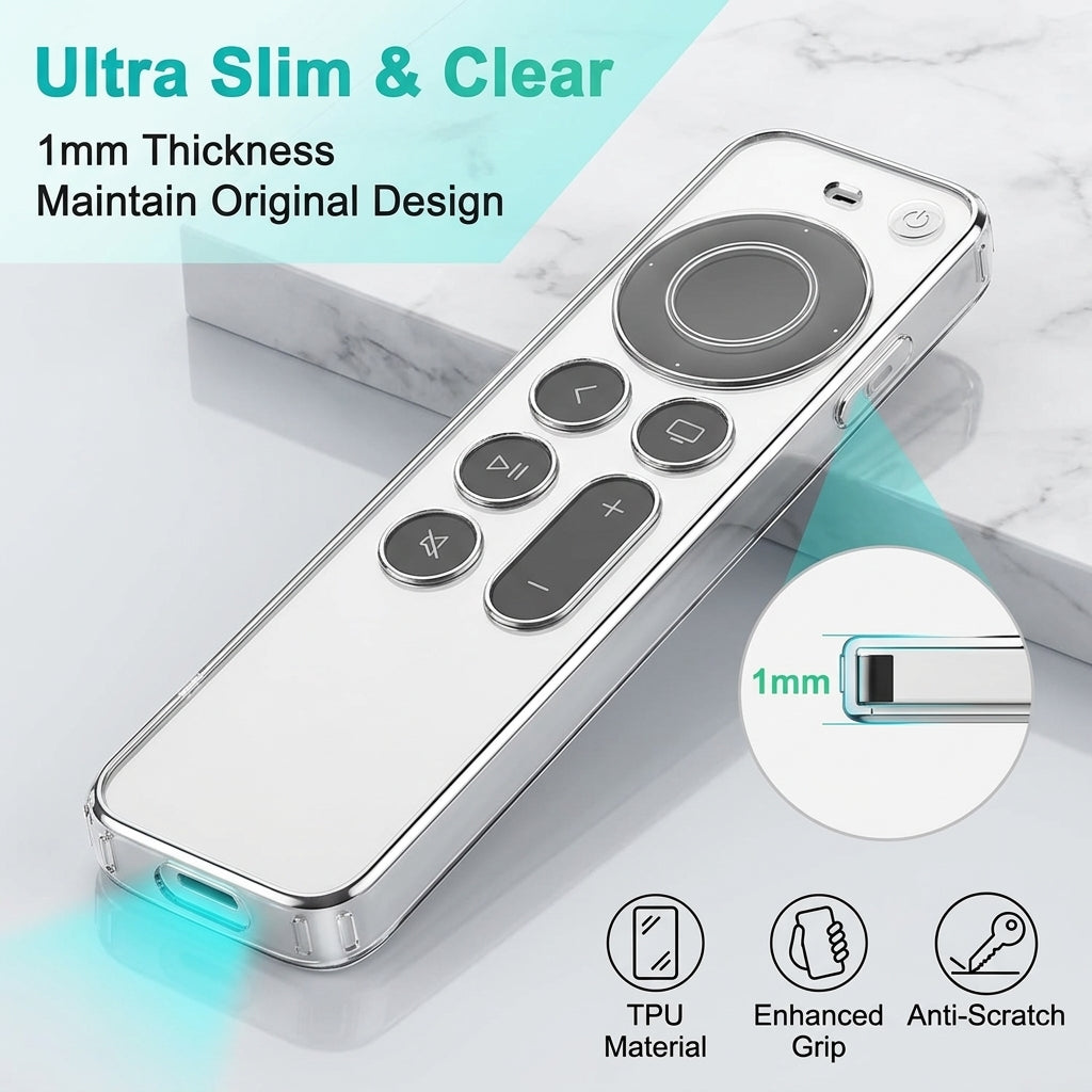 ZORBES® Siri Remote Cover Clear TPU Skin Compatible with TV 4K
