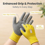 Serplex® Kids Gardening Gloves Ages 8-11 Rubber Coated Yard Work