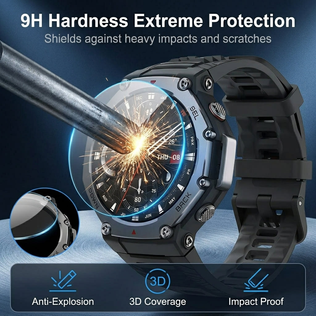 ZORBES® 3-Pack Tempered Glass Screen Protector for Amazfit T-Rex 3