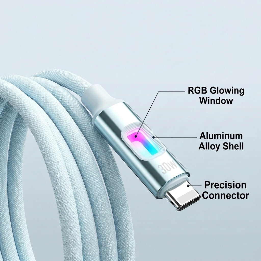 Verilux® PD 30W USB-C to Lightning Cable with Breathing Light