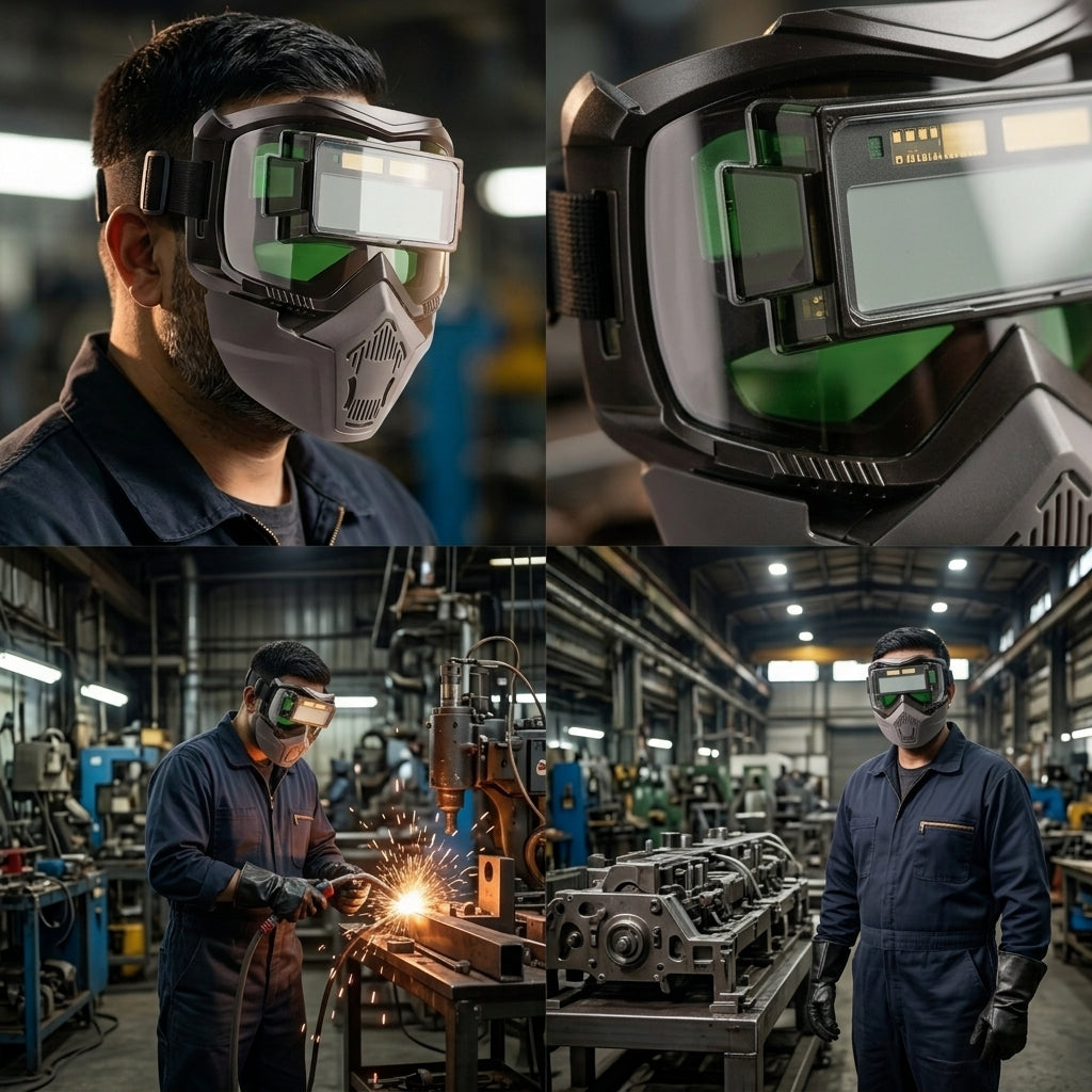 Serplex® 2 In 1 Auto Darkening Welding Helmet with Goggles Set