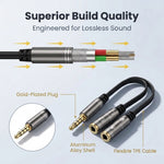ZORBES® 3.5mm Headphone Mic Y Splitter Cable Male to 2 Female