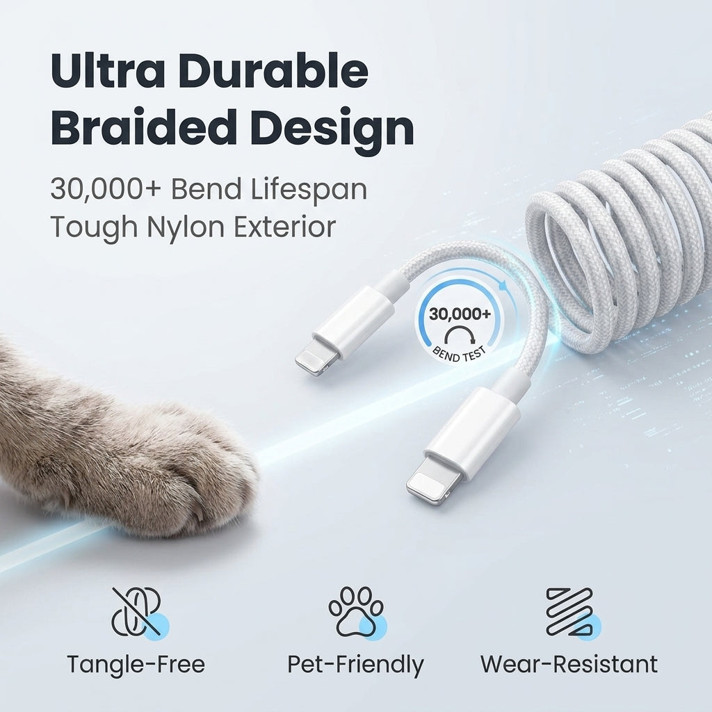 ZORBES®PD 27W Type C to Lightning Cable Nylon Braided 2M