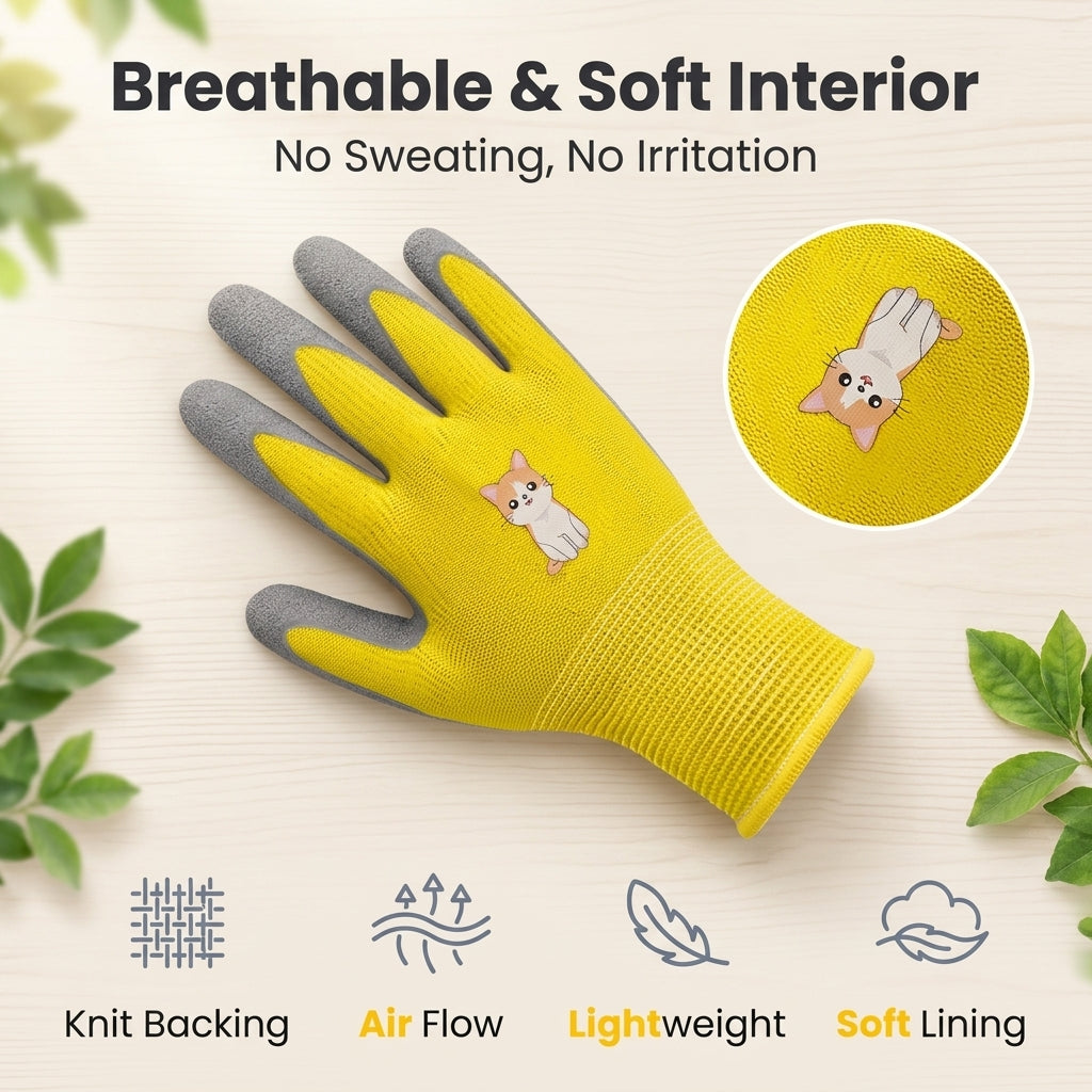 Serplex® Kids Gardening Gloves Ages 8-11 Rubber Coated Yard Work