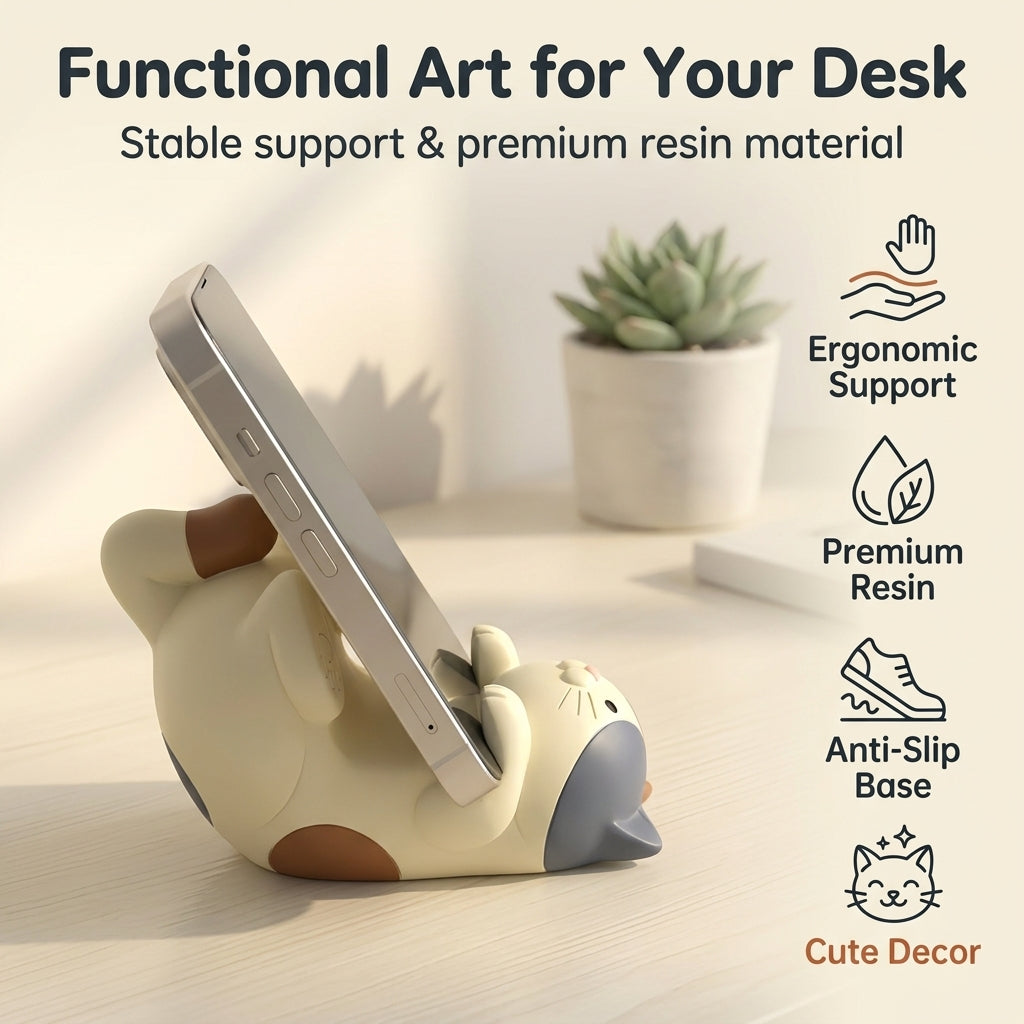 ZORBES® Cute Cat Phone Holder Stand for Desk 3.2x2.4 Inch Figurine