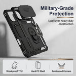 ZORBES® Heavy Duty Case for iPhone 16 Pro Max with Stand & Lens Cover