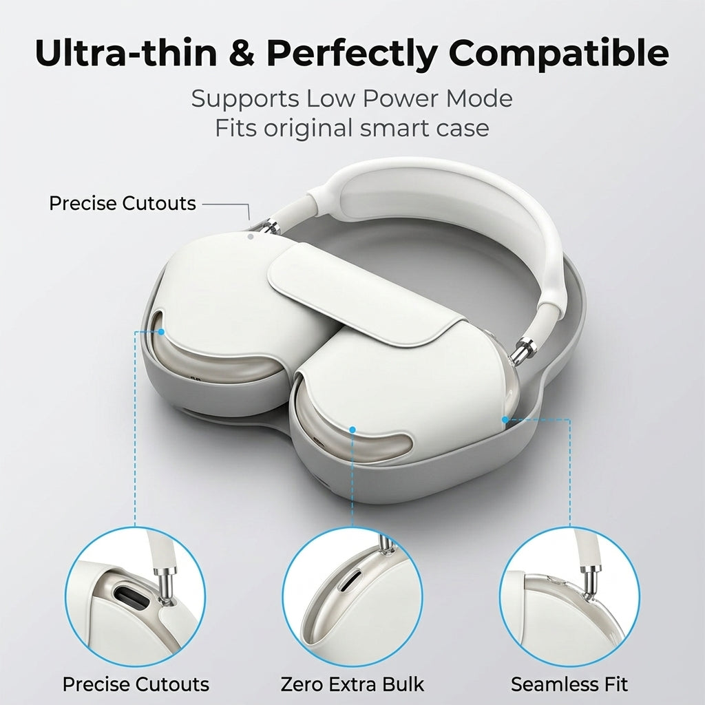 ZORBES® Clear TPU Case Cover Set for AirPods Max 2 / 1 (White)