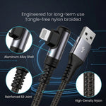 Verilux® 6.6FT Right Angle USB-A to Lightning Cable