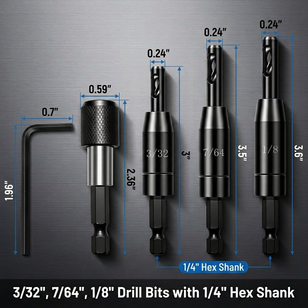 Serplex® 3Pcs Self-Centering Window & Door Hinge Drill Bit Set