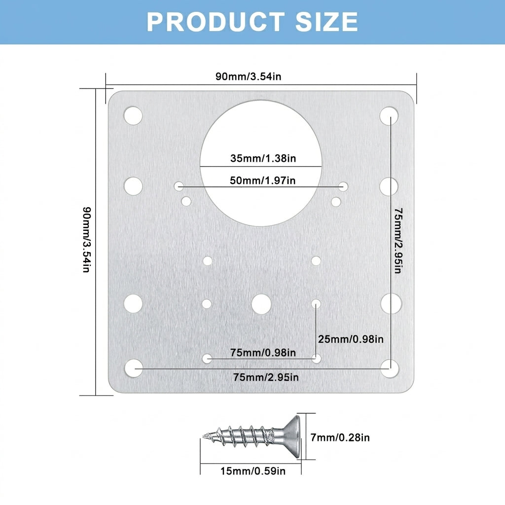 Serplex® 4Pcs Stainless Steel Cabinet Hinge Repair Plate Kit
