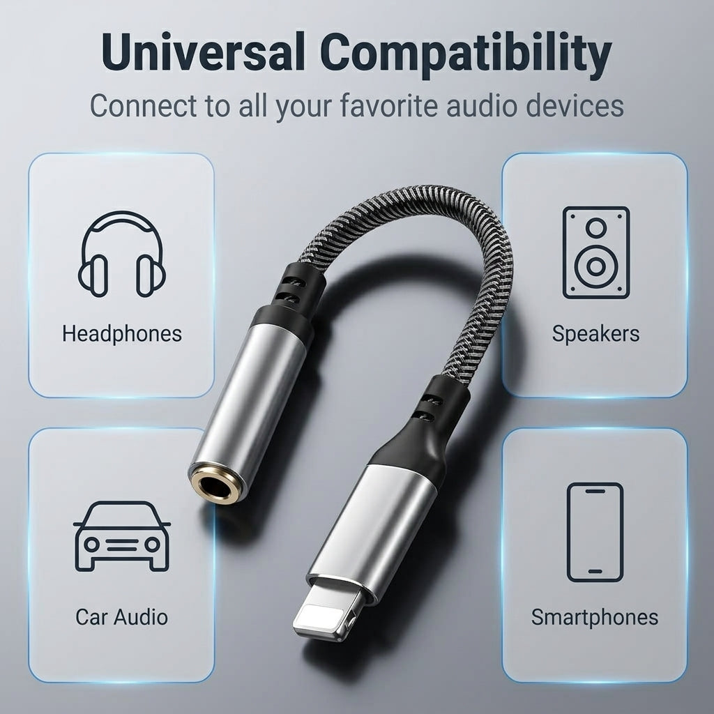 ZORBES® MFi Certified Lightning to 3.5mm Headphone Adapter