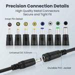 Verilux® USB to DC 9V Power Cord Universal Charging Cable with 8 Plugs
