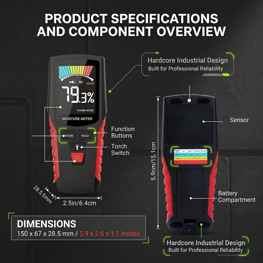 Serplex® Pinless Wood Moisture Meter with LCD Color Display