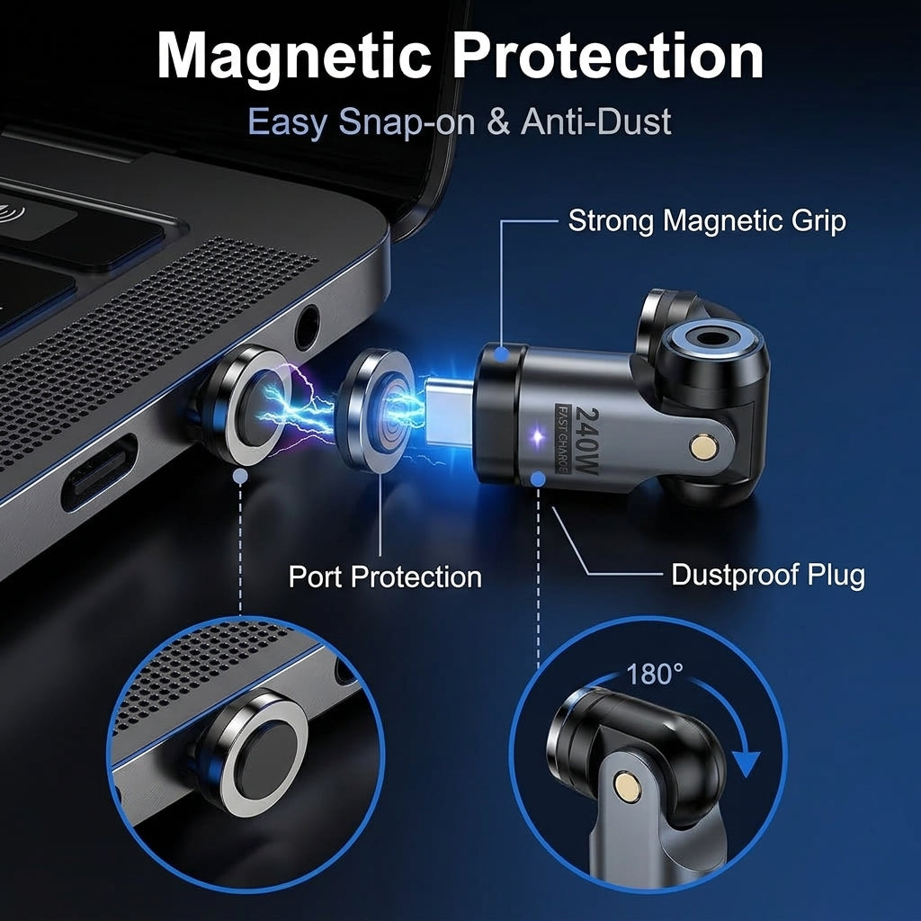 ZORBES® PD 240W Magnetic Type C Male to Female Adapter Converter