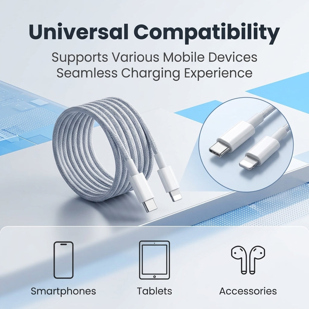 ZORBES®PD 27W Type C to Lightning Cable Nylon Braided 2M