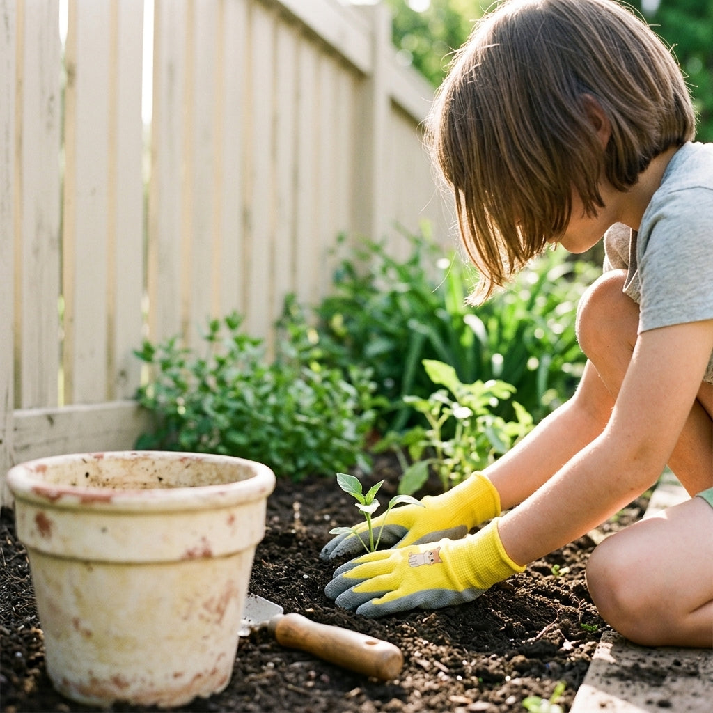 Serplex® Kids Gardening Gloves Ages 8-11 Rubber Coated Yard Work