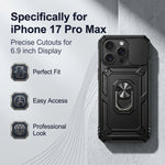 ZORBES® Heavy Duty Case for iPhone 16 Pro Max with Stand & Lens Cover