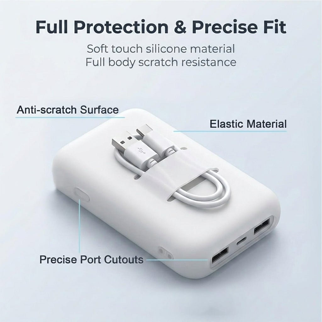 ZORBES® Clear Silicone Case for Xiaomi 10000mAh Built-in Cable Power Bank