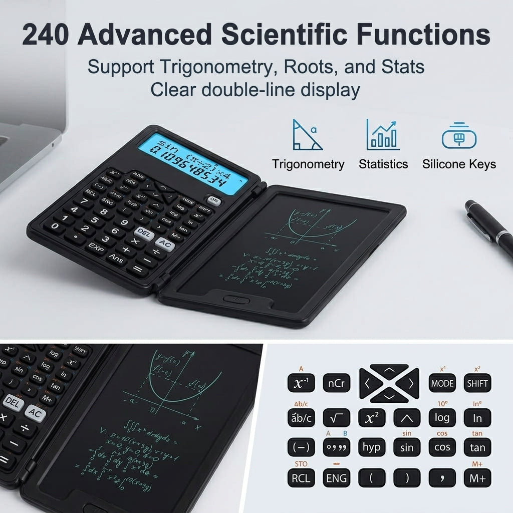 ZORBES® 2-in-1 Scientific Calculator with Writing Tablet & Stylus