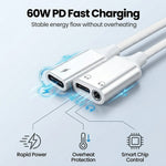 Verilux®3-in-1 Type C to 3.5mm Audio & Charger Adapter with PD 60W