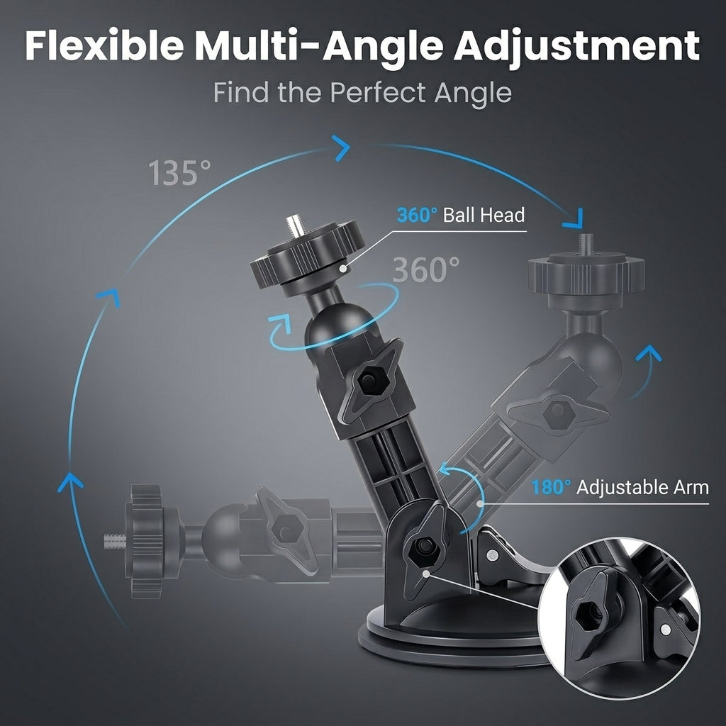 ZORBES® Suction Cup Camera Mount with 360 Ball Head for GoPro