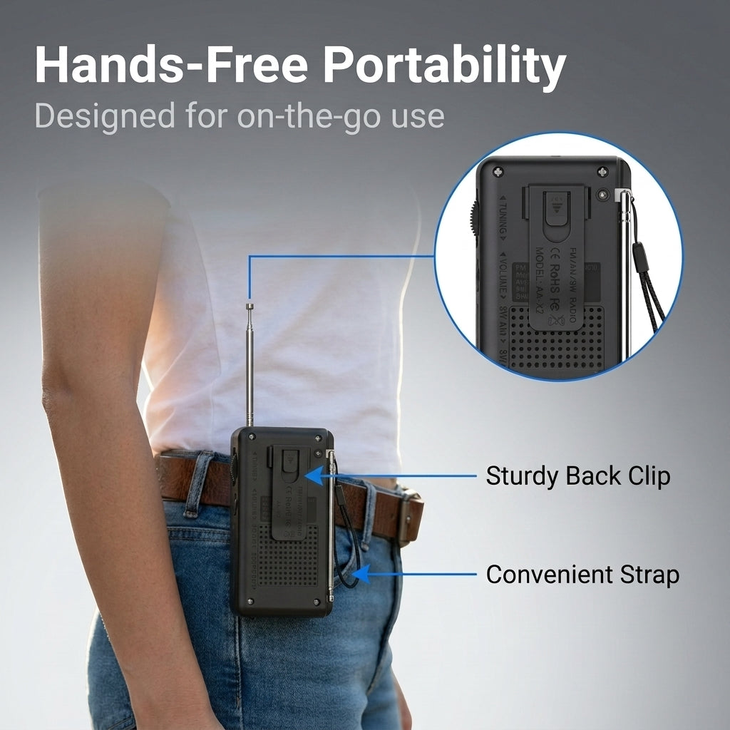 ZORBES® Mini Pocket Radio AM FM SW 3-Band Emergency Speaker