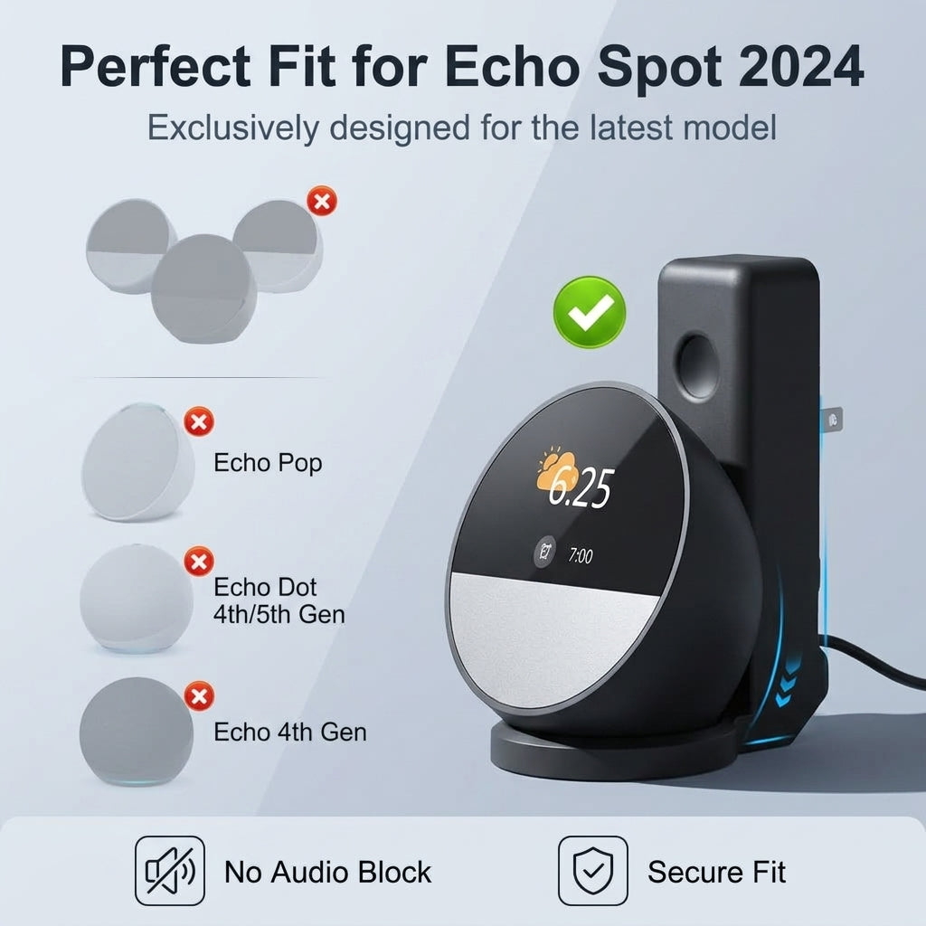 ZORBES® Outlet Wall Mount Holder for Echo Spot Smart Alarm Clock