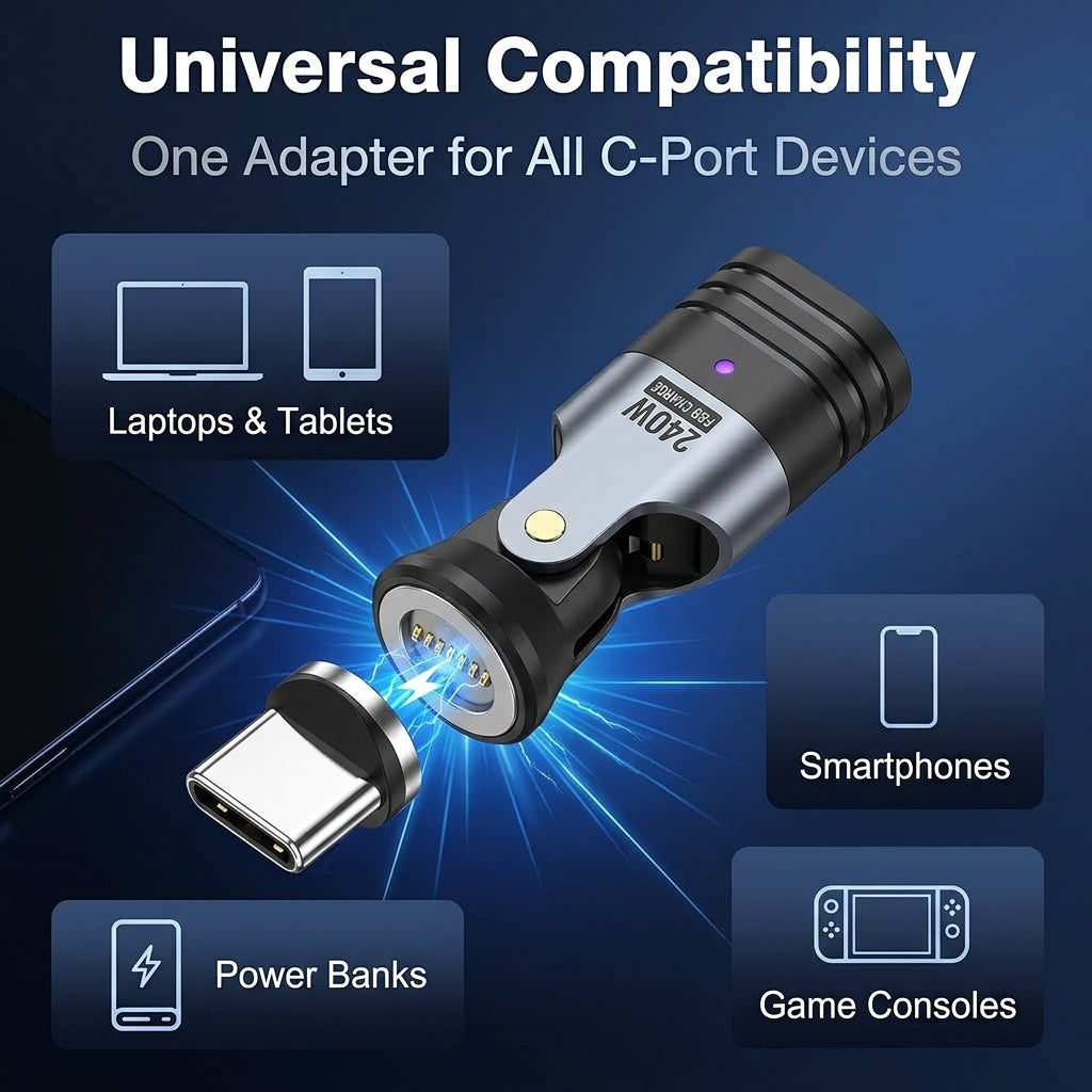 ZORBES® PD 240W Magnetic Type C Male to Female Adapter Converter