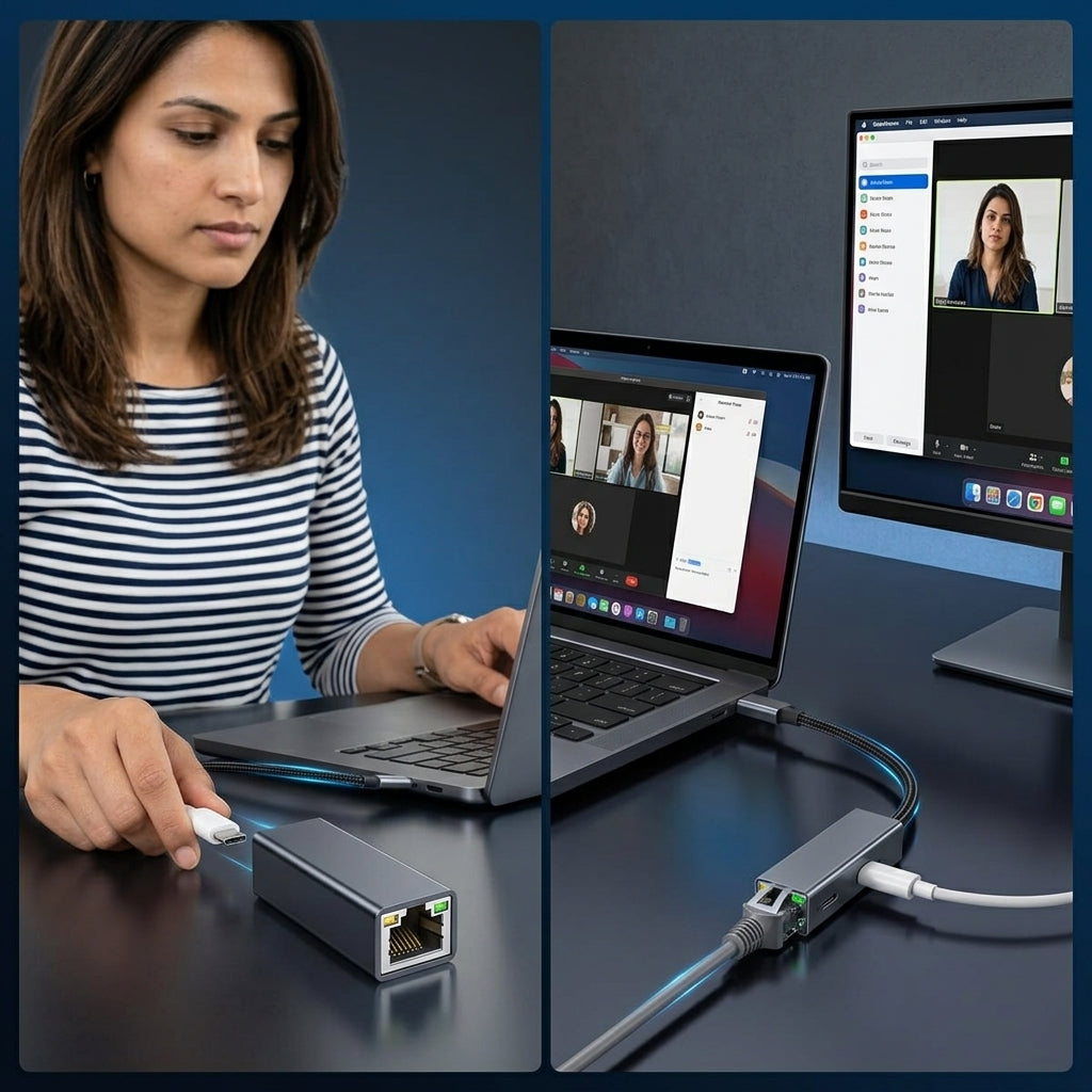 Verilux® USB-C to Gigabit Ethernet Adapter with 60W PD