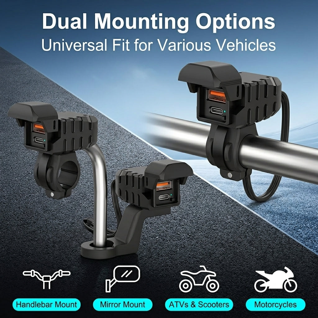 ZORBES® Motorcycle USB Charger Dual Port Waterproof Adapter