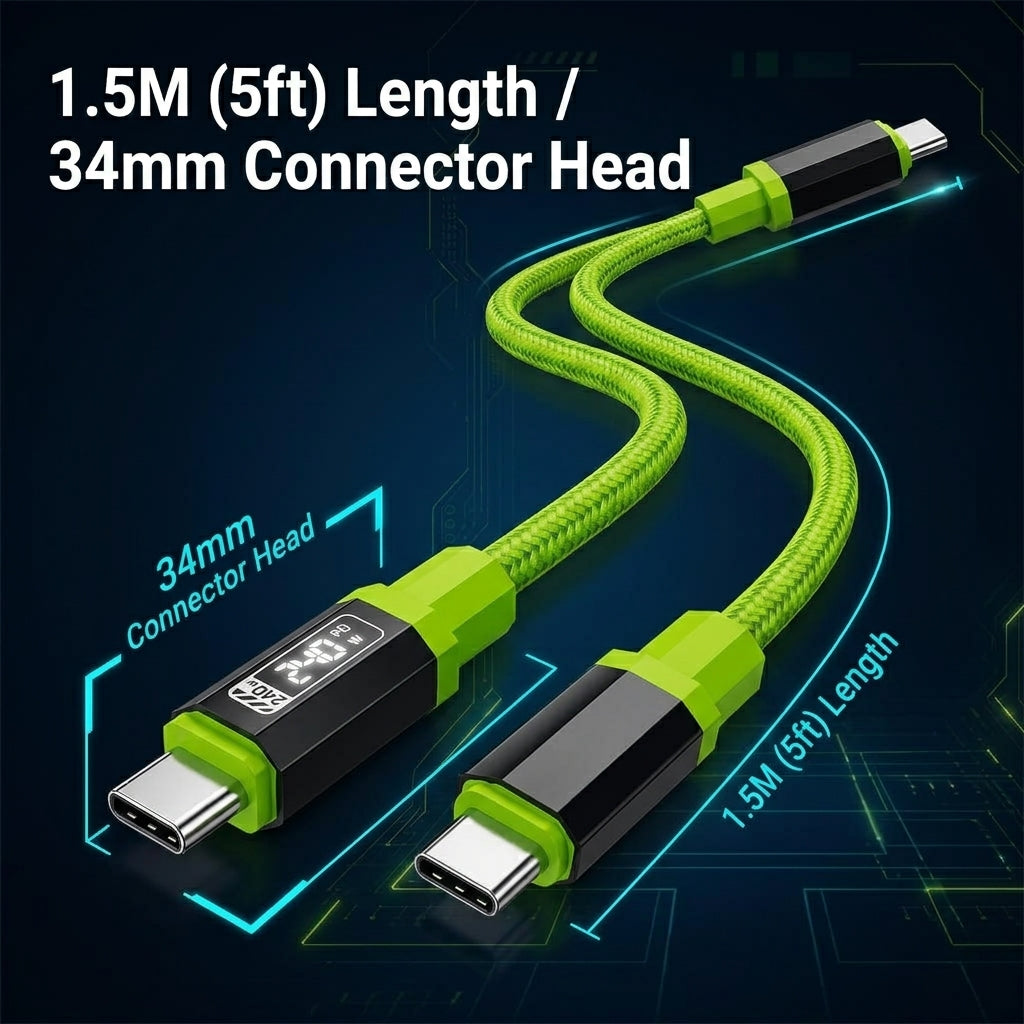 Verilux® 1.5M 240W Silicone Type-C to Type-C Fast Charging Cable