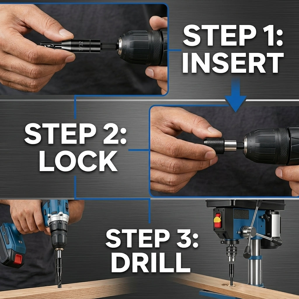 Serplex® 3Pcs Self-Centering Window & Door Hinge Drill Bit Set