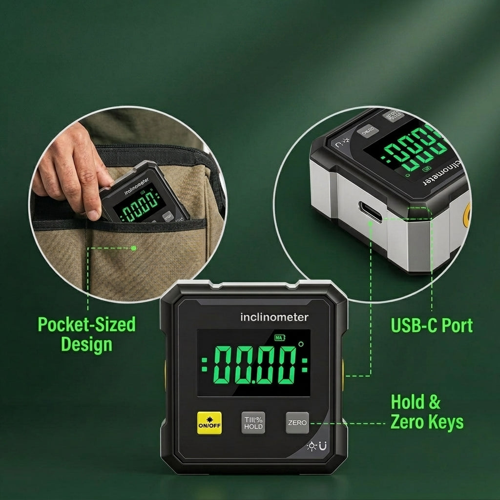 Serplex® Digital LCD Magnetic Angle Gauge with Cross Laser