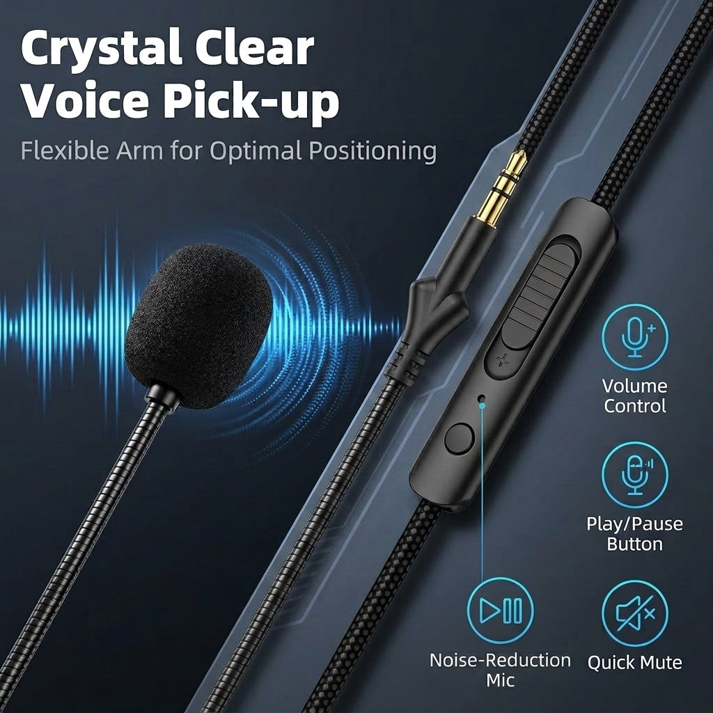 ZORBES® 3.5mm Audio Cable Replacement with Inline Mic and Volume Control